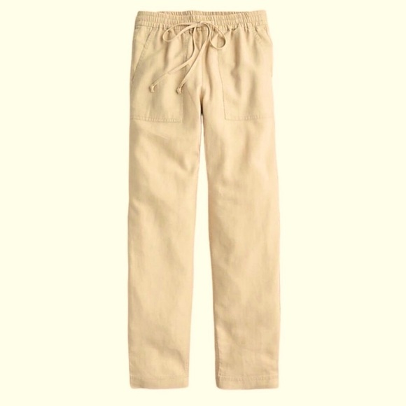 J. Crew Seaside Linen Blend Straight Leg Pant in Desert Sand size Large Tall - Picture 3 of 8